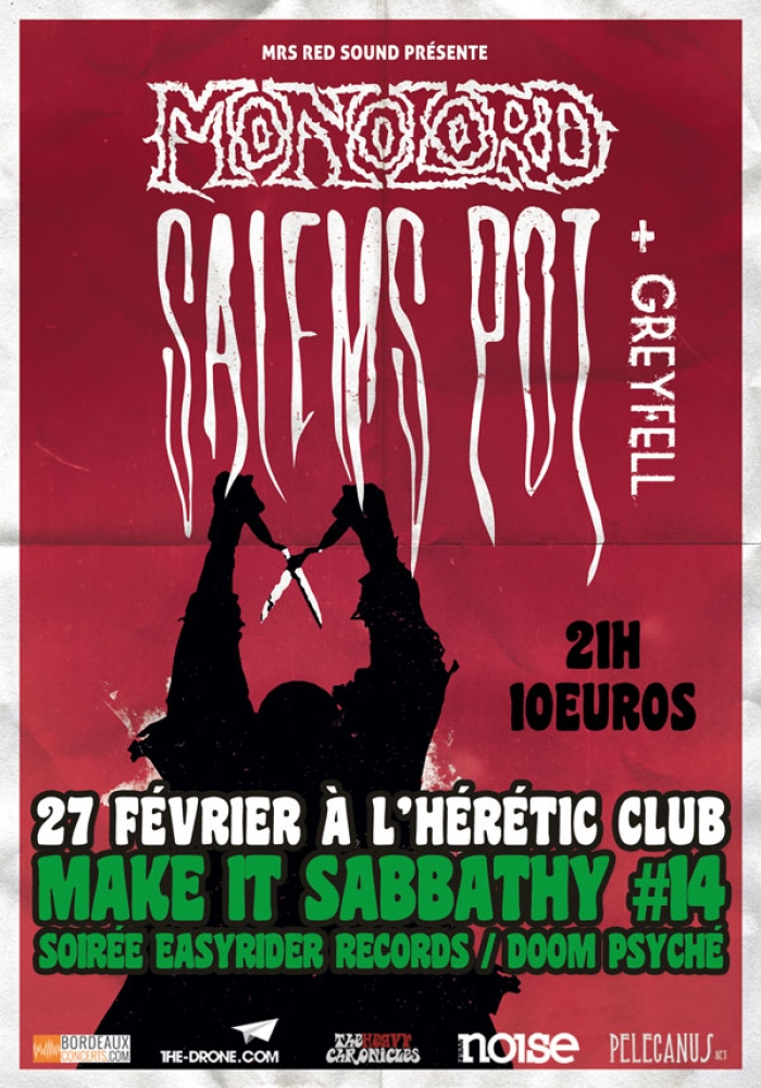 [Concours] Monolord + Salem's Pot + Greyfell 2 places à gagner pour le concert à Bordeaux le 27 février 2015